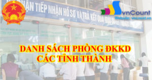 danh sách các phòng đăng ký kinh doanh ở các tỉnh